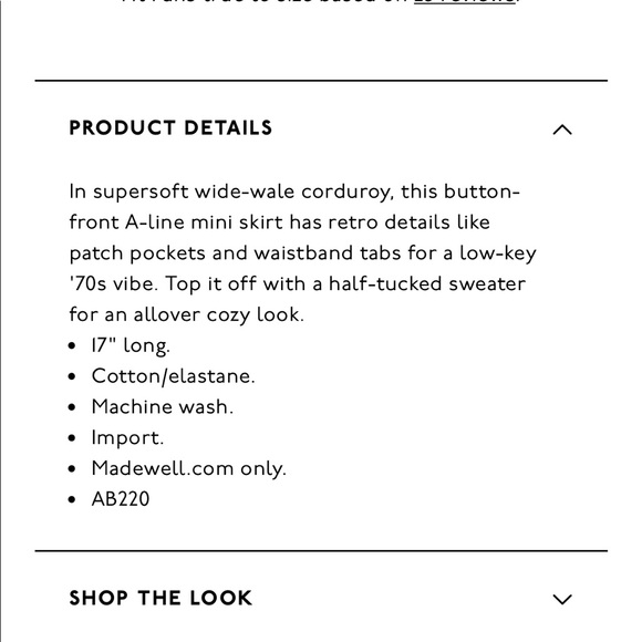 Madewell Corduroy A-Line Mini Skirt - Picture 9 of 9